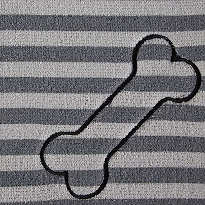 Bone Dry Machine Washable, Ultra Absorbent Pet Mat, 12x18", Gray Stripe - color: Gray Stripe, size: 12"L x 18"W