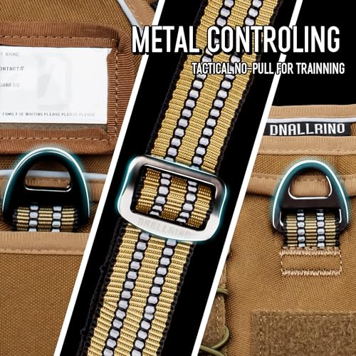 Tactical Dog Harness for Medium & Large Dogs, Brown Adjustable No-Pull Control with Handle, Heavy Duty Reflective Vest - Size XL - color: Army Brown, size: XL