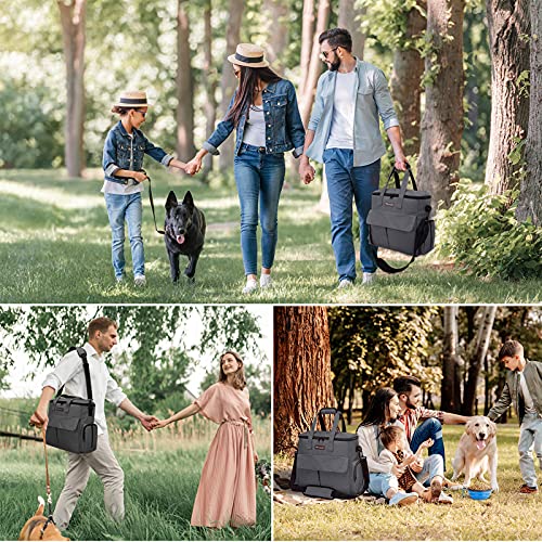 Modoker Airline Approved Pet Travel Bag, Weekend Dog Travel Set for Dog and Cat, Airline Approved Tote Organizer with Multi-Function Pockets 2 Food Storage Containers, 2 Collapsible Bowls (Dark Gray) - color: Dark Gray