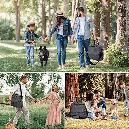Modoker Airline Approved Pet Travel Bag, Weekend Dog Travel Set for Dog and Cat, Airline Approved Tote Organizer with Multi-Function Pockets 2 Food Storage Containers, 2 Collapsible Bowls (Dark Gray) - color: Dark Gray