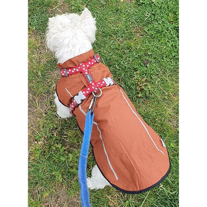 Mile High Life Dog Raincoat, Adjustable Waterproof Reflective Rain Jacket for Small Medium Large Dogs, Lightweight Breathable Pet Rain Coat with Leash Hole(Brown,XXS Chest 16-19") - color: Brown, size: XXS Chest 16"-19"