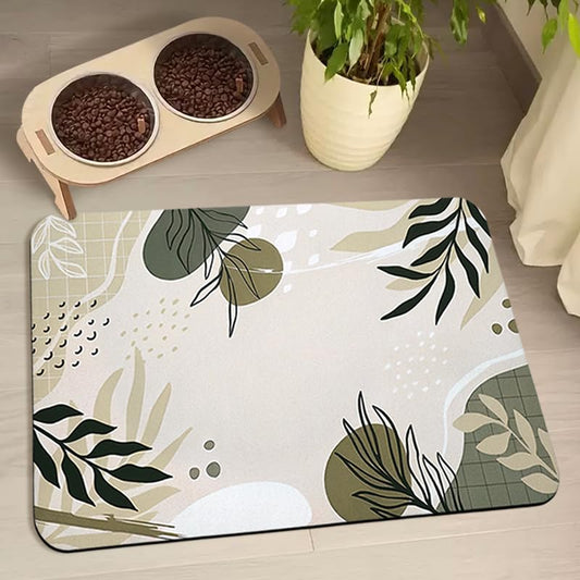 Bohemia Tropical Leaves Pet Feeding Mats - Waterproof, Absorbent Dog Cat Food and Water Bowl Mats - 12 * 20 inch - color: Bohemia, size: 20"L x 12"W