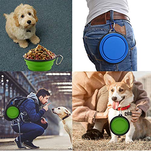 Guardians Large Collapsible Dog Bowls, 34oz Travel Water Food Bowls Portable Foldable Collapse Dishes with Carabiner Clip, 2 Pack (Green+Red) - color: 34oz-Green&Red