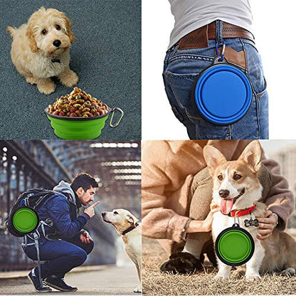 Guardians Large Collapsible Dog Bowls, 34oz Travel Water Food Bowls Portable Foldable Collapse Dishes with Carabiner Clip, 2 Pack (Green+Red) - color: 34oz-Green&Red