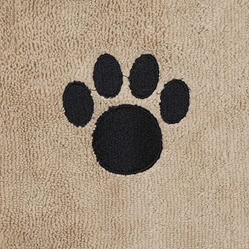 Bone Dry Pet Grooming Towel Collection Absorbent Microfiber Drying Set, 15x30", Embroidered Taupe, 3 Count - color: Taupe, size: 15x30"