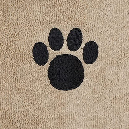 Bone Dry Pet Grooming Towel Collection Absorbent Microfiber Drying Set, 15x30", Embroidered Taupe, 3 Count - color: Taupe, size: 15x30"