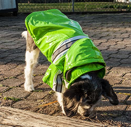 Pet Life ® Reflecta-Glow Multi-Adjusting Reflective Year-Round Fleece Reversed PVC Pet Jacket Waterproof Dog Raincoat with Removable Hood - color: Lime Green, size: Small