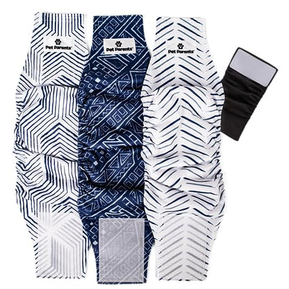 Pet Parents® Washable Belly Bands for Male Dogs (3pack) + Extendrs® of Durable Dog Diapers Male, Premium Male Dog Diapers & Dog Wraps (Small, Kahuna) - color: Kahuna, size: Small (13-16")