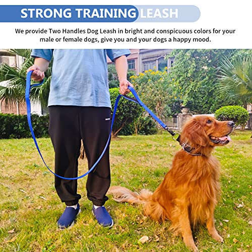 Strong Heavy Duty Dog Leash - 4ft Reflective Nylon Training Leash with Soft Padded Double Handle & Auto Lock Frog Clip - Safety Traffic Control for Large Medium Small Dogs No Pull Walk Dark Blue,4ft - color: Dark Blue, size: 4FT x 1" x 2.8MM