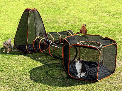 2 in 1 Pet Cat and Dog Tunnel Tent Foldable Pet Tent Outdoor Pop Up Pet Playpen Cage Fences House (Styles 2) - style: Styles 2