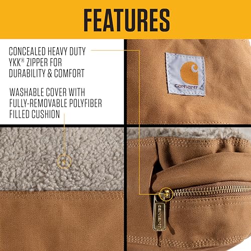 Carhartt Durable Canvas Pet Bed, Water Resistant Firm Duck Dog Bed, Carhartt Brown (Sherpa Top), Large - color: Carhartt Brown (Sherpa Top), size: Large