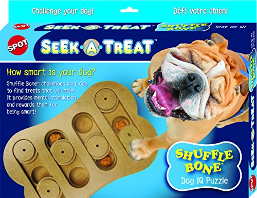 SPOT Interactive Seek-A-Treat Shuffle Bone Dog Toy Puzzle | Dog Treat Reward Toy Improves Your Dog's IQ | Specially Designed for Training Treats