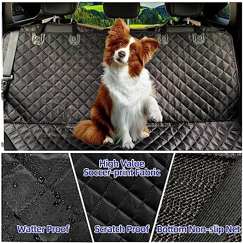 JSTHT Dog Car Seat Cover for Back Seat, Waterproof Bench Seat Cover Protector Nonslip Durable Soft Pet Dog Back Seat Cover for Car, Truck, & SUV (Black)