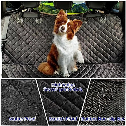 JSTHT Dog Car Seat Cover for Back Seat, Waterproof Bench Seat Cover Protector Nonslip Durable Soft Pet Dog Back Seat Cover for Car, Truck, & SUV (Black)