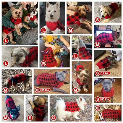 KYEESE Christmas Dog Sweaters Buffalo Check with Leash Hole Turtleneck Dogs Cable Knit Cat Sweater Small Dogs Pullover Dog Christmas Outfit for Cold Weather - color: 4# Christmas Red, size: Small (4-7lbs)