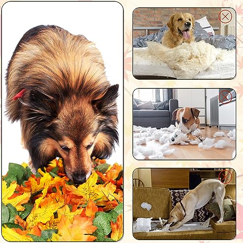 Maple Leaf Mat, 21.6"x19.7" Works as Fall Home Decorations & Dog Snuffle Mat, Pet Jungle Slow Feeder Sniff Mat for Natural Foraging Skill Training, Anxiety Relief Mind Stimulation Puzzle Toys