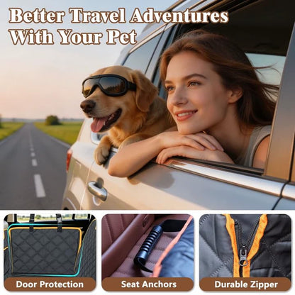 Dog Car Seat Cover for Back Seat – 900D Oxford Heavy Duty Hard Bottom Extender, Waterproof Dog Hammock with Mesh Window, Joint-Friendly Sponge Pad, Supports 600LBS – Fits Sedan/SUV - size: L-For Cars/ SUVs/ Small Truck