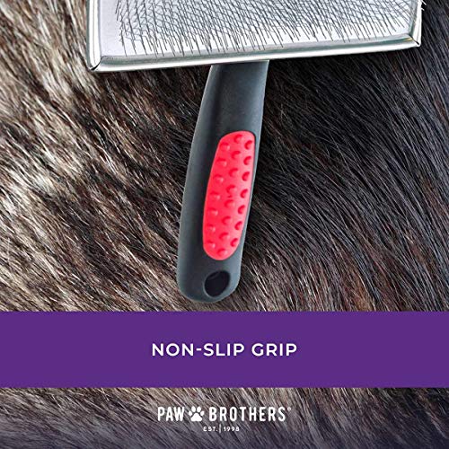 Ryan's Pet Supplies Paw Brothers Flat Slicker Brush for Dogs, Dog Brush for Long Haired Dogs, Professional Grade, Coated Tips, Gentle on Skin, Maximum Coverage, Extra Large - size: Extra Large