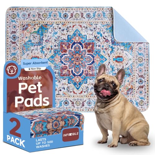 Washable Dog Pee Pads - 2 Pack， 48x36 Inch Large Reusable Absorbent Waterproof Puppy Potty Training Pads, Non-Slip Leakproof Whelping Pet Boho Mat for Crate, Playpen， Kennel & Indoors - color: Bohemia Labyrinth, size: X-Large