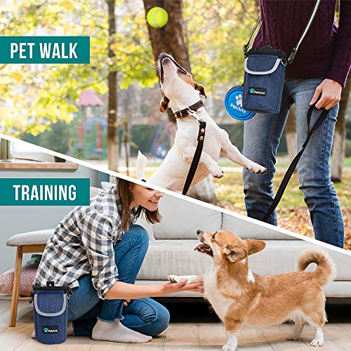 PetAmi Dog Treat Pouch, Large 3-Cup Dog Training Treat Bag with Poop Bag Dispenser, Hands-Free Waist Belt & Crossbody Strap, Reflective with Multiple Pockets & Belt Clip (Navy) - color: Navy