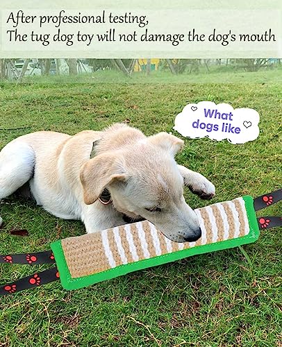 Clysoru Dog Tug Toy Tough Jute Bite Pillow Lasting Training Equipment Puppy to Large Dogs Interactive for Large and Small - color: green footprint