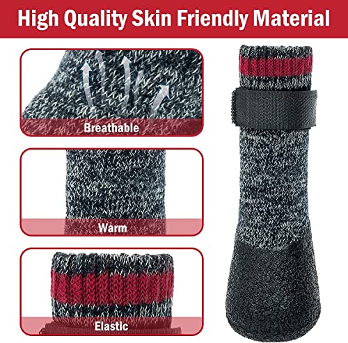 Mihachi Dog Socks Rubber Sole Paw Protectors with Straps Traction Control Anti-Slip Waterproof Boots Winter Paw Protectors - size: X-Small