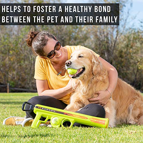 Hyper Pet K9 Kannon Dog Ball Thrower Launcher for Dogs, All Breeds Up To 60 Pounds, With One Hyper Pet 2.5 Inch Tennis Ball, For All Breeds | Includes one 2.5 inch tennis fetch piece, sends it flying farther with far less effort, keeps active pups running