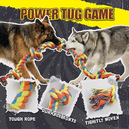 Dog Ropes Toys for Aggressive Chewers, Dog Toys Set With Eight Legs Ball for Large Breeds,Full of Attractiveness for Medium Dog, Heavy Duty Natural Cotton Rope Chew toy, Tug of War, Chewing 9PCS - color: 9 Packs