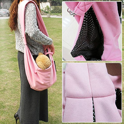 Pet Sling Carrier Bag Travel Tote for Cats Dogs, Up to 16 lbs (Pink) - color: Pink