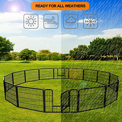 Dog Pen Pet Playpen Kennel Fence Outdoor Indoor Play Yard Puppy Exercise Barrier 31'' W x 24'' H 16 Panels (16 Panels, 24 Inches)