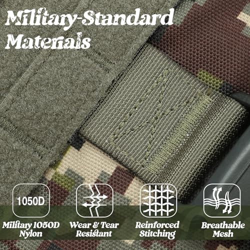 rabbitgoo Tactical Dog Harness Medium Sized, Heavy Duty Pet Harness with Handle, No-Pull Service Vest Medium Breed, Adjustable Military Dog Vest for Training Hunting Walking, Green Camo, M - color: Green Camo, size: Medium