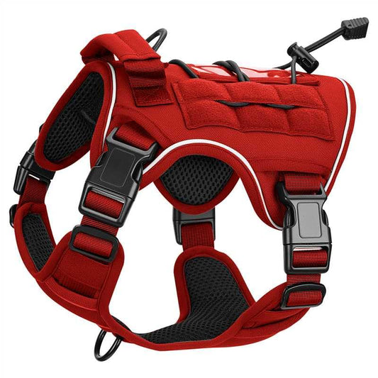 Heavy-Duty Tactical Dog Harness for Large Dogs, No Pull Adjustable Reflective Pet Vest with Molle System, K9 Military-Grade Control for Service Training, Outdoor & 10+ Breeds, Red, Small - color: Red, size: S: Neck: 14-18'', Chest: 20-24''