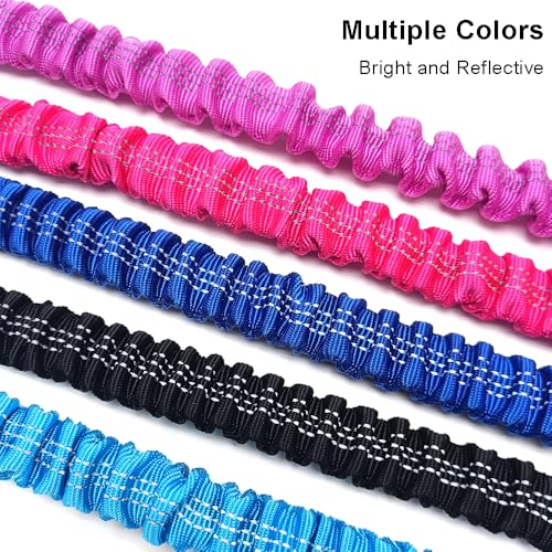 5FT Bungee Dog Leash with 2 Handles, Reflective Nylon Traffic Leash | Shock Absorbing Lead Strong for Large Medium Dogs Anti-Pull Training Walking Controlling Comfortable Padded Handle, Black - color: Black