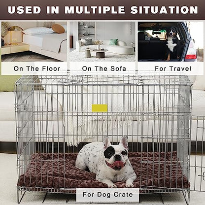 Washable Dog Bed Mat Crate Pad Soft Fluffy Pet Kennel Beds Dog Sleeping Mattress for Large Jumbo Medium Small Dogs, 30 x 19 Inch, Brown - color: Brown, size: 30.00" x 19.00" x 1.50"