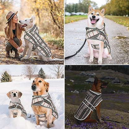 Dog Raincoat for Small Dogs Puppies Waterproof Jacket Hooded Rain Coats with Reflective Strips Leash Hole & Poncho Adjustable Fit (Plaid,XS) - color: Khaki Plaid, size: X-Small