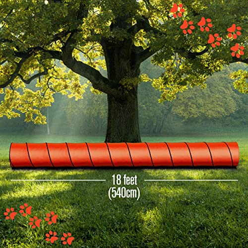Houseables Dog Agility Tunnel, Dog Tunnel, Agility Equipment, 18 Feet, Puppy Obstacle Course, Crawling, Pet Playground, Small, Medium, Large, Indoor/Outdoor, Play, Pop Up Set, Exercise Tube, Toy, Red - color: Red