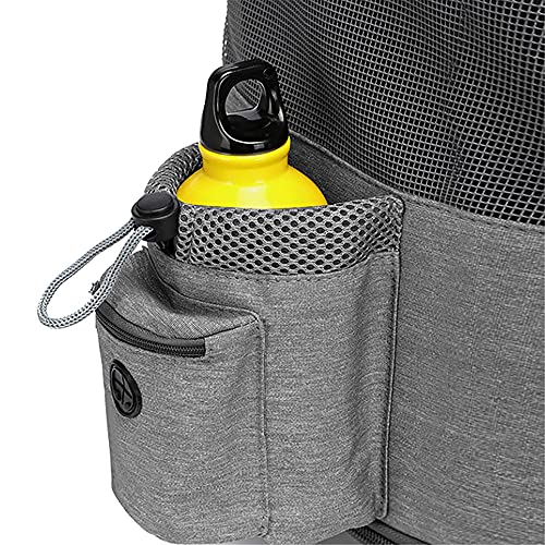 Wheeled Pet Carrier Backpack Pet Stroller, Travel Carrier, Car Seat for Small Dogs Cats Puppies, Comfort Cat Backpack Removable Rolling Wheels – Mesh Ventilation Windows (Grey) - color: Standard Grey