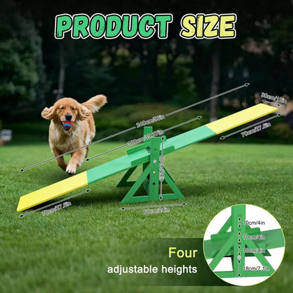 94.5" Adjustable Dog Agility Seesaw 4-Level Height Training Teeter for Small to Large Dogs Sturdy Wooden Dog Agility Equipment with Non-Slip Surface for Backyard Exercise Confidence Course (Seesaw) - style: Seesaw