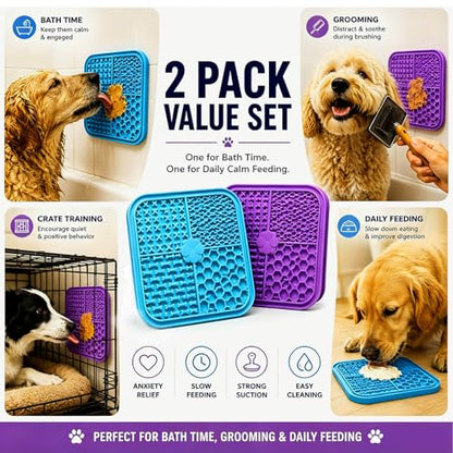 Dog Lick Mat with Suction Cups, Silicone Slow Feeder for Dogs & Cats, Anxiety Relief Lick Pad, Peanut Butter Mat for Bathing, Grooming, Nail Trimming & Training (1Pack Pink) - color: Pink