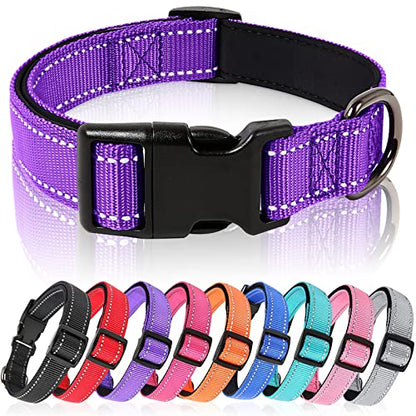 HEELE Dog Collar, Reflective Dog Collar, Soft Neoprene Padded Breathable Nylon Pet Collar Adjustable for Small Dogs Puppy, Purple, XS(7.87-11.81") - color: Purple, size: X-Small (7.87-11.81")