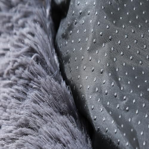 Donut Cat Bed Dog Bed Round Plush Pet Cushion Fluffy Rabbit Cave Pet Beds Warm Cozy Anti Anxiety Beds Dog Pillow for 5KG Large Pet - color: Dark Gray, size: 17inch