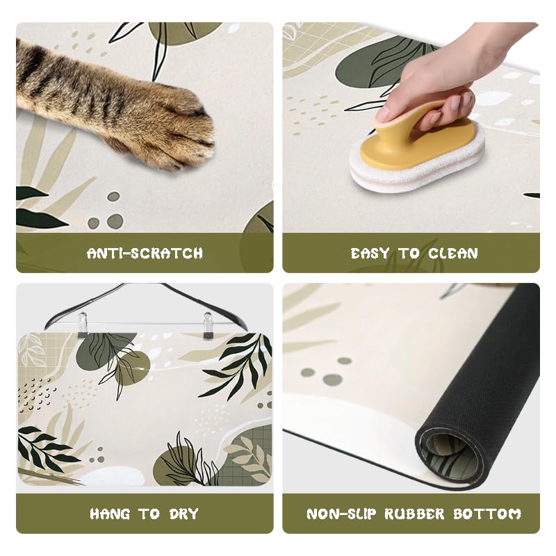 Bohemia Tropical Leaves Pet Feeding Mats - Waterproof, Absorbent Dog Cat Food and Water Bowl Mats - 12 * 20 inch - color: Bohemia, size: 20"L x 12"W