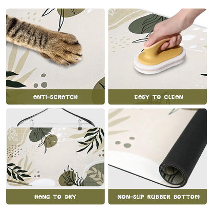 Bohemia Tropical Leaves Pet Feeding Mats - Waterproof, Absorbent Dog Cat Food and Water Bowl Mats - 12 * 20 inch - color: Bohemia, size: 20"L x 12"W