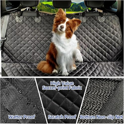 Dog Car Seat Cover, Back Seat Cover for Dogs Pet Car Seat Protector Waterproof Bench Car Seat Cover, Non-Slip Reat Seat Cover fits Middle Armrest for Most Cars Trucks SUVs - Black(1 Pack)