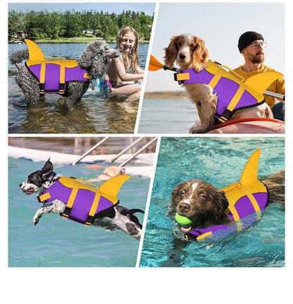 Dog Life Jacket with Removable Neck Float High Buoyancy Adjustable Pet Swim Vest with Rescue Handle for Swimming Boating (Yellow, XX-Large) - color: Yellow, size: XX-Large