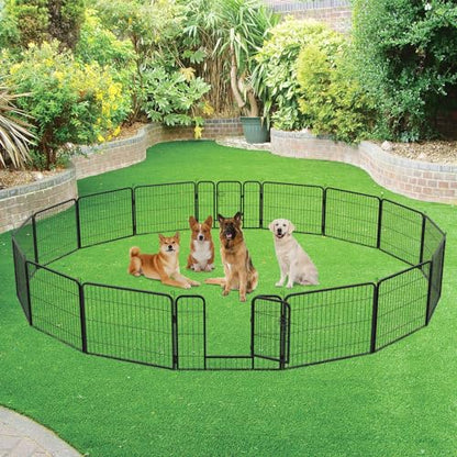 FDW Dog Playpen Dog Pen Dog Kennel 16 Panels 24 Inch Height Indoor Outdoor Folding Metal Portable Puppy Exercise Pen Heavy Duty Dog Fence for Yard Camping,Black - style: 16 Panels