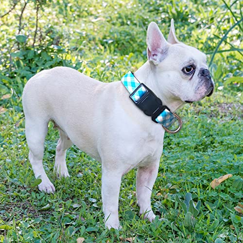 Ladoogo Reflective Dog Collar Padded with Soft Neoprene Breathable Adjustable Nylon Dog Collars for Small Medium Large Dogs (X-Small (Pack of 1), Vivid Blue Plaid Collar+Leash) - color: Vivid Blue Plaid Collar+Leash, size: X-Small (Pack of 1)