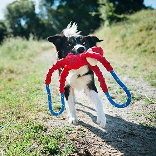ZippyPaws RopeTugz - Durable Dog Pull Rope Toy, Interactive Tug of War for Large, Medium, & Small Dogs, Squeaky Pet Products to Keep Them Busy, Made with Heavy Duty Climbing Rope - Red Monkey - color: Red, size: 28 x 5 x 5 in