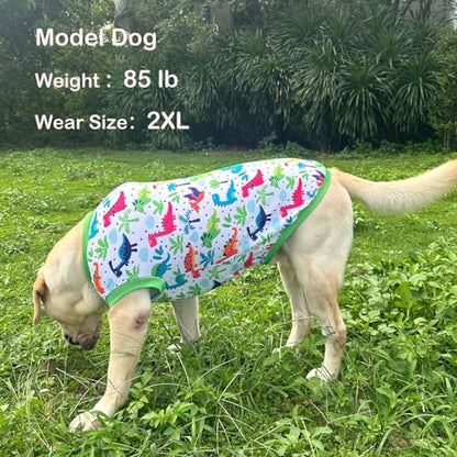 Pet Dog Green Sleeveless T Shirts with Dinosaur Pattern Printed pet Clothes Soft Breathable Vest for Large Dogs X-Large,Green - color: Dino Grenn, size: XL