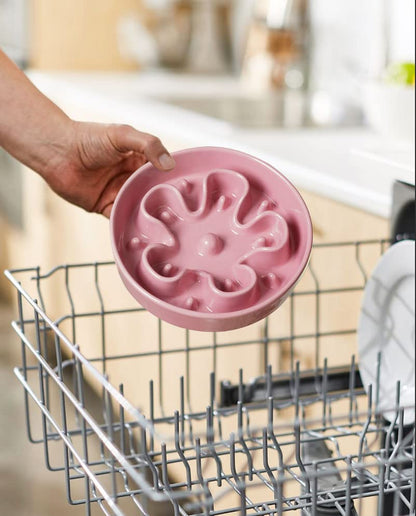 LE TAUCI Slow Feeder Dog Bowls Ceramic, 1.5 Cups Dog Food Bowl, Puppy Slow Feeder Dish for Fast Eaters,Pink Bloom - color: Pink Bloom, size: M-1.5 Cups